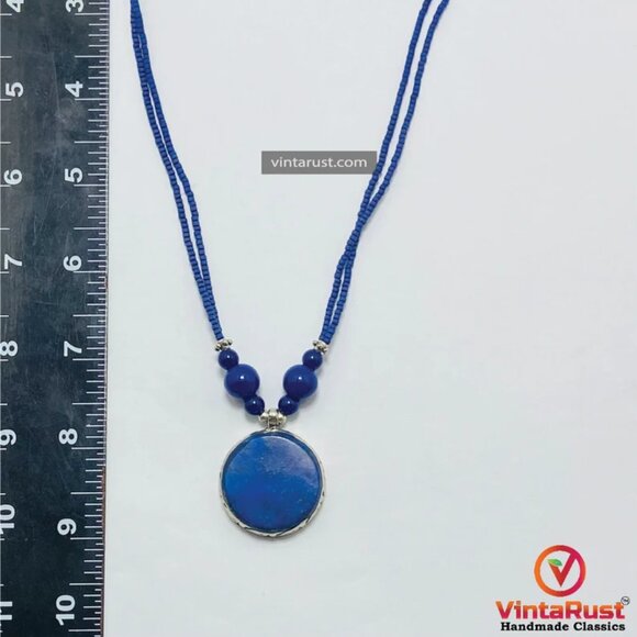 Small Lapis Lazuli Pendant Necklace, Gemstone Jewelry, Lapis Stone Necklace, - Picture 8 of 11